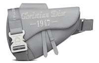 DIOR Saddle Grained Calfskin Saddle Bag Shoulder Bag Crossbody Bag Sling Bag Men's Gray