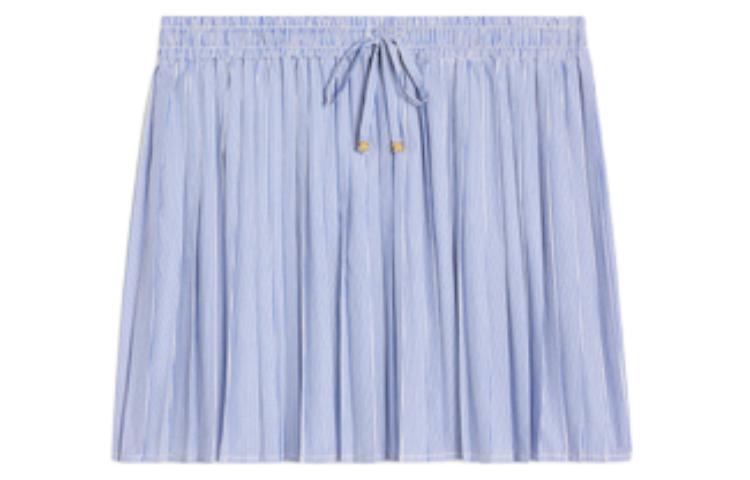 CELINE Pleated Pajama Skirt In Striped Cotton Casual Short Skirts Women's Light Purple