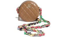 CHANEL 19Bag Shiny Lambskin Chain Bag Shoulder Bag Crossbody Bag Small Size Women's Brown