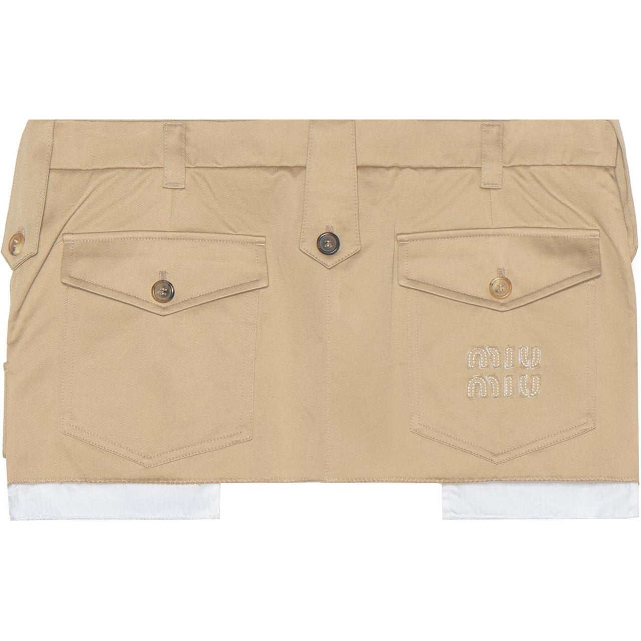 MIU MIU Chino Logo Detailed Mini Skirt