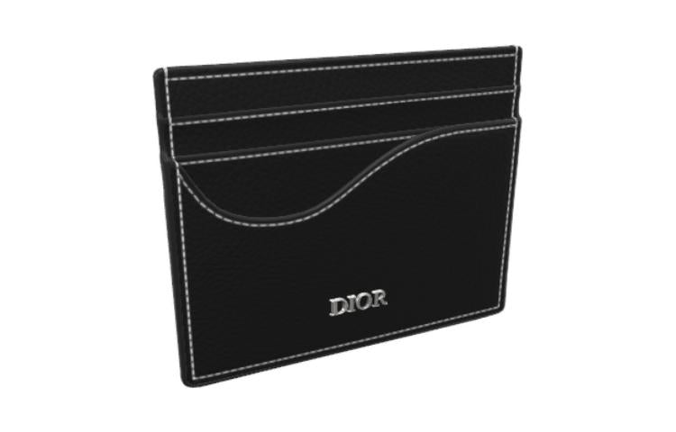 DIOR Grained Calfskin Saddle Card Holder Women's Black