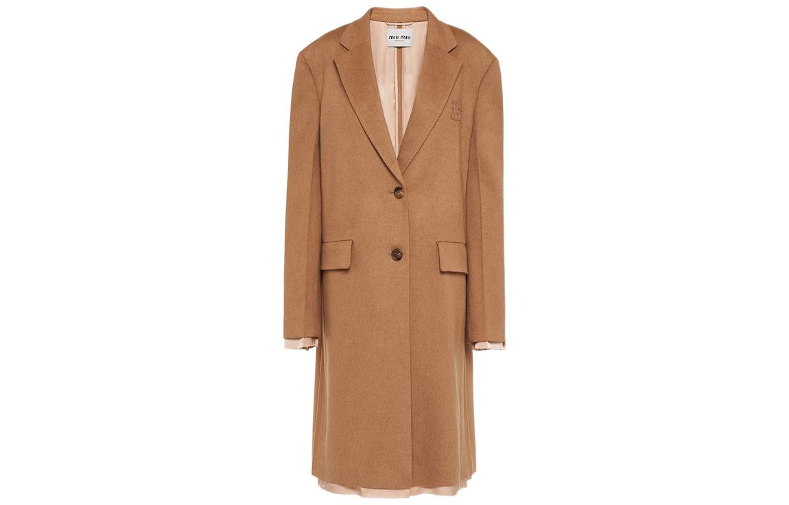 MIU MIU Coats Unisex Camel Brown