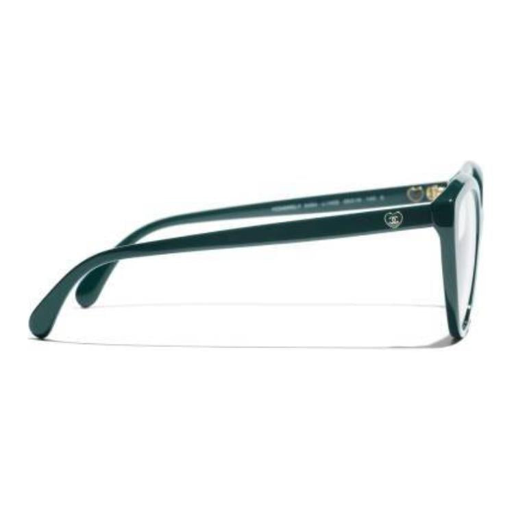 CHANEL Acetate Cat Eye Eyeglass Frames Women's Green