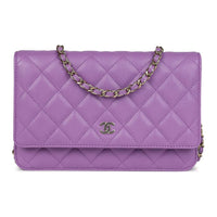 CHANEL WOC Shiny Calfskin Prosperity Bag Zipper Bag Shoulder Bag Crossbody Bag Regular Women's Purple