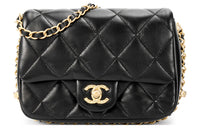 CHANEL Sheepskin Shoulder Bag Crossbody Bag Mini Women's Black