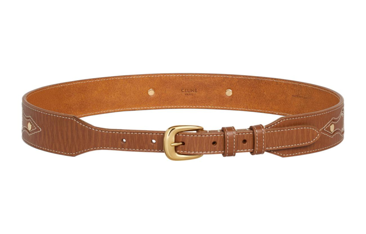 CELINE Leather Belts Women's Camel
