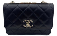 CHANEL Trendy Cc Sheepskin Small Square Bag Zipper Closure Shoulder Bag Crossbody Bag Mini Women's Black