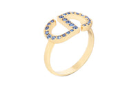 DIOR Metal Crystal Rings Women's Blue