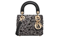 DIOR Lady Dior Embroidery Dior Bag Shoulder Bag Crossbody Bag Handbag Extra Mini Women's Black