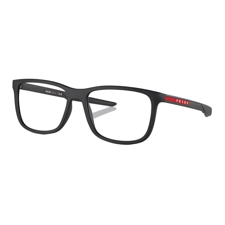 PRADA Metal Nylon Rectangular Eyeglass Frames Men's Black