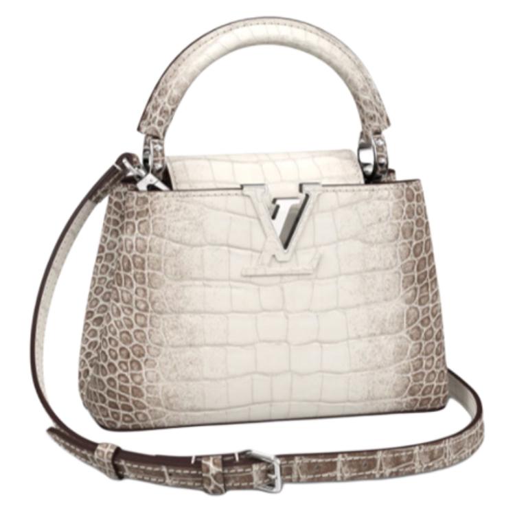 LOUIS VUITTON Capucines Matte Crocodile Leather Capy Sine Handbag Women's White Brown