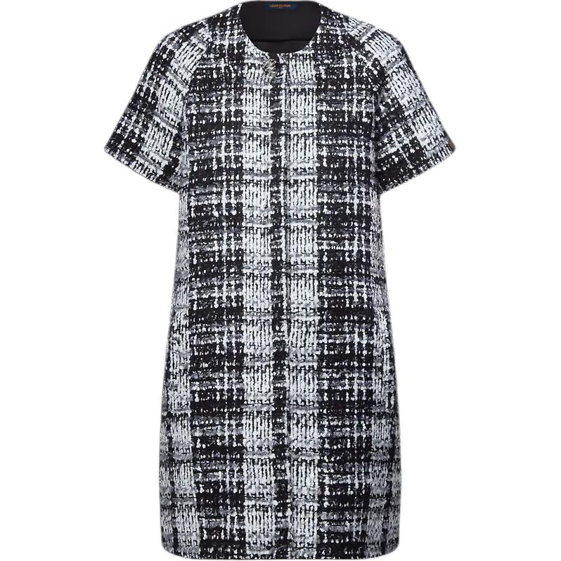 LOUIS VUITTON Graphic Tweed Short-Sleeved Dress