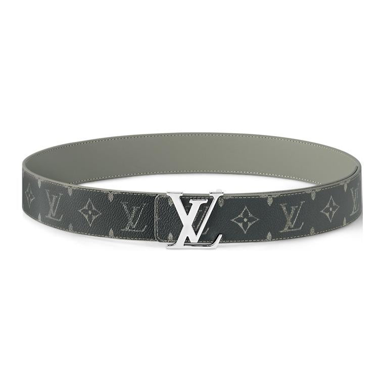 LOUIS VUITTON Canvas Leather Belts Unisex Gray 4cm