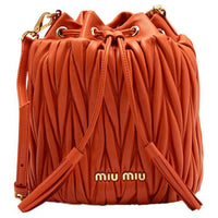 MIU MIU Matelassé Soft Sheep Leather Rope Bucket Bag Portable Crossbody Bag Shoulder Bag Women's Dirty Orange