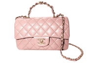 CHANEL Classic Flap CF Sheepskin Handbag Shoulder Bag Crossbody Bag Mini Women's Smoke Pink