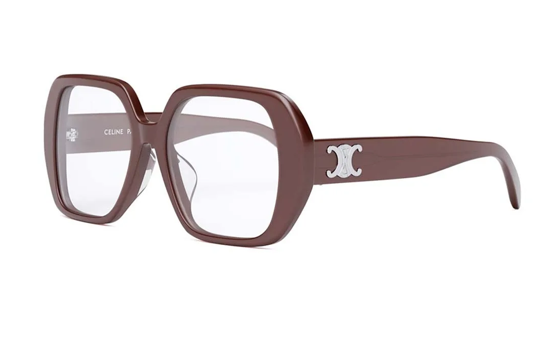 CELINE Acetate Irregular Shape Eyeglass Frames Women's Brown