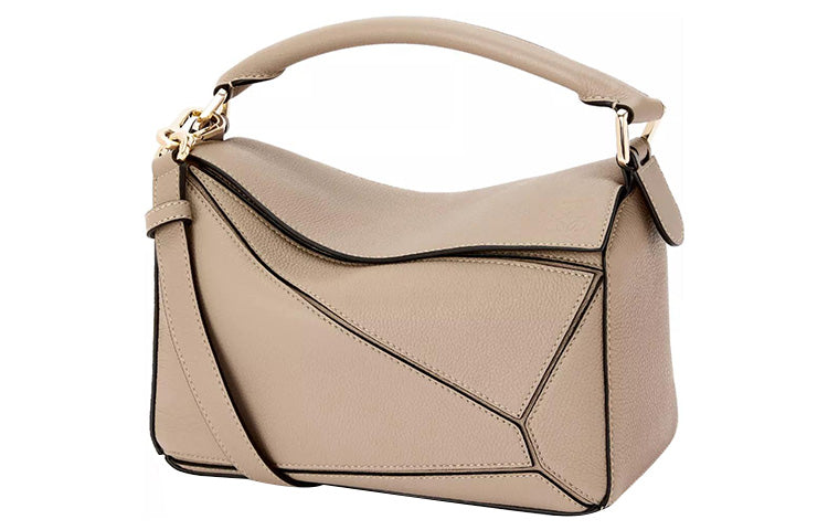 LOEWE Puzzle Cow Leather Geometric Bag Puzzle Bag Portable Crossbody Bag Shoulder Bag Women's Sand