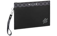 LOUIS VUITTON Pochette To-Go Cow Leather With Graphite Chessboard Canvas Clutch Regular Men's Black