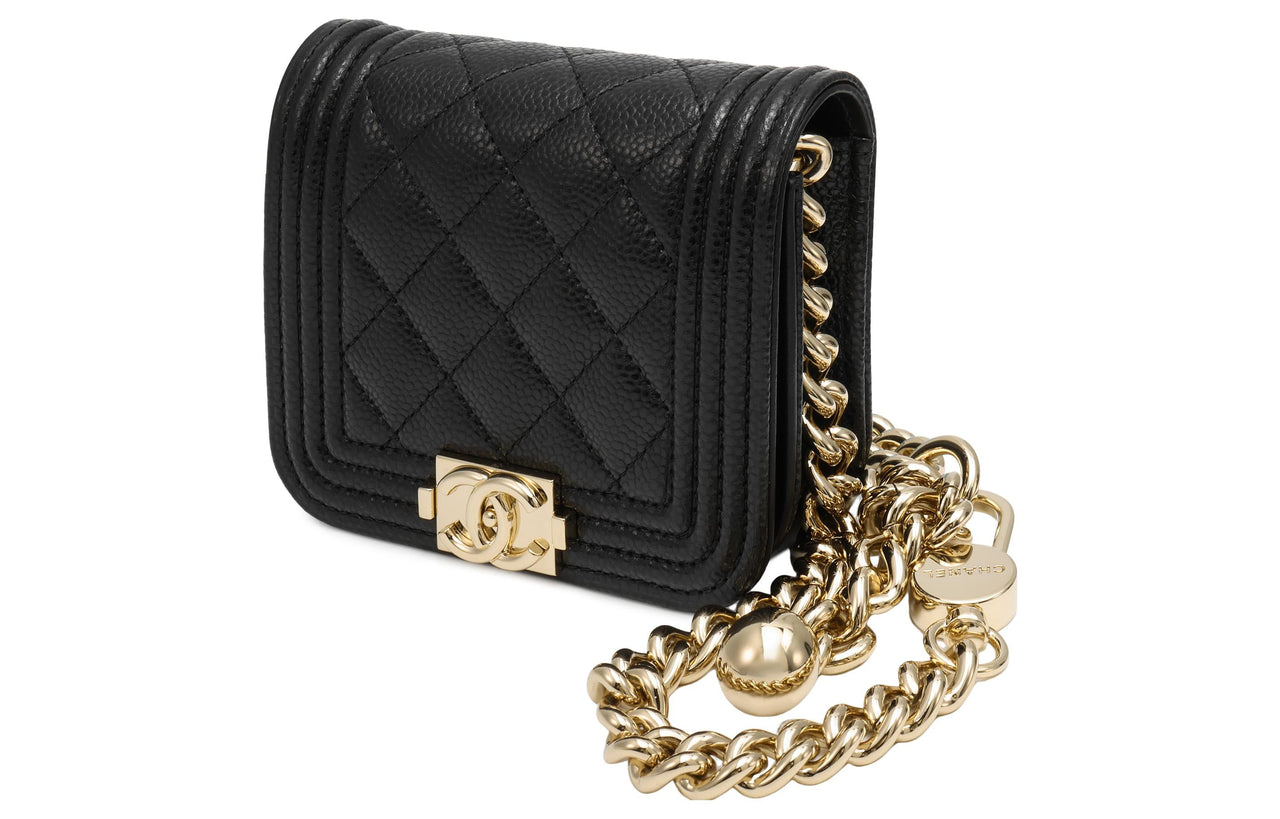 CHANEL LEBOY Grained Calfskin Shoulder Bag, Crossbody Bag, Fanny Pack Women's Black