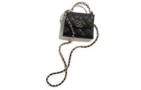CHANEL 23P SS Calfskin Shoulder Bag, Crossbody Bag, Clutch Small Size Women's Black