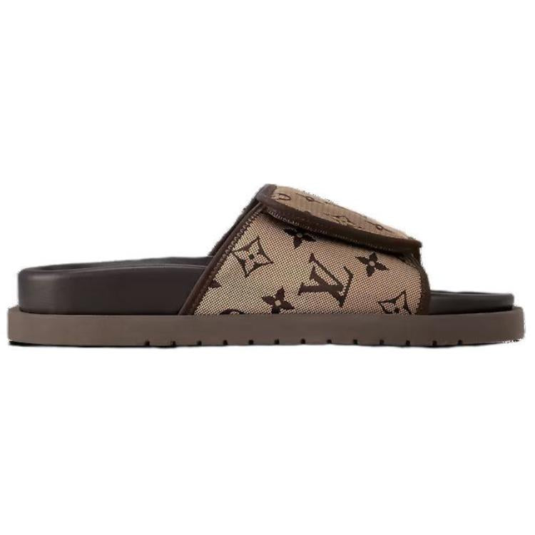 LOUIS VUITTON Miami Slide Slippers Men's Chestnut