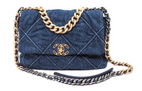 CHANEL 19Bag Denim Denim Flap Bag Messenger Bag Shoulder Bag Crossbody Bag Medium Size Women's Denim Blue