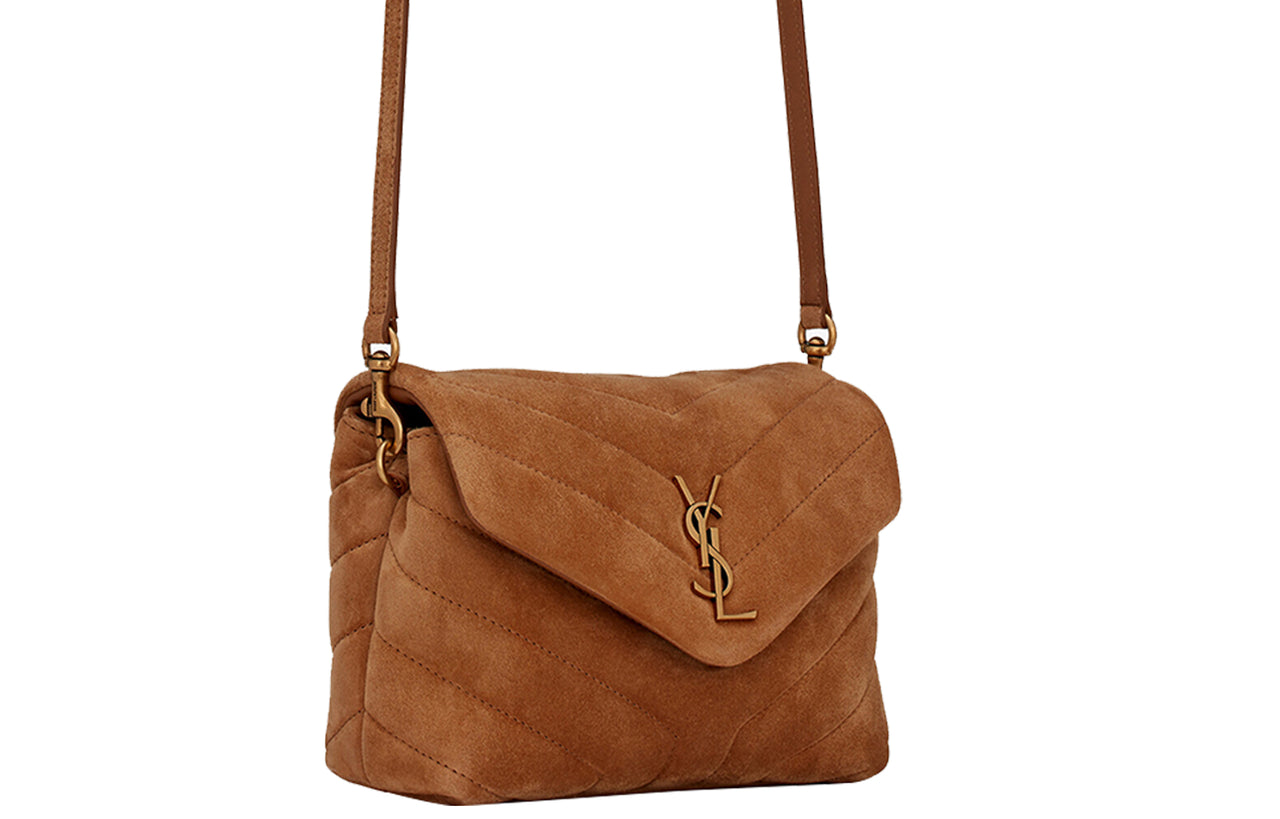 SAINT LAURENT LOULOU Quilting Leather Shoulder Bag Crossbody Bag Mini Women's Cinnamon