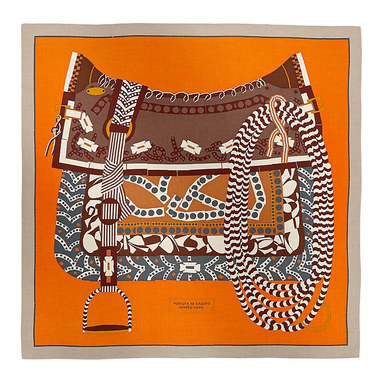 HERMES Cashmere Shawls Women's Orange