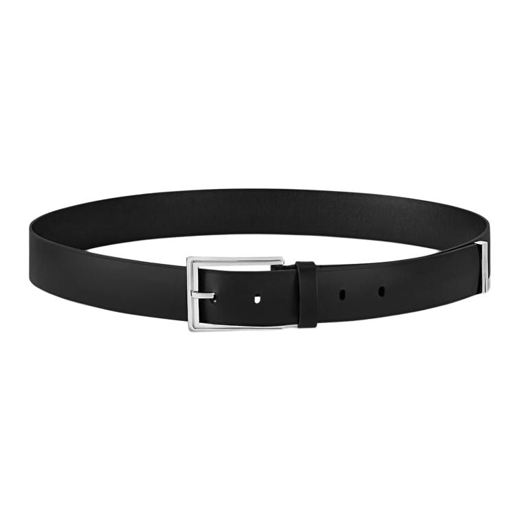 LOUIS VUITTON Leather Leather Belts Men's Black Width 3.5CM
