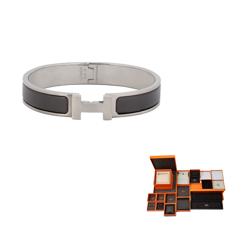 HERMES Clic Chrome Plated Bangles Unisex Matte Tin Gray