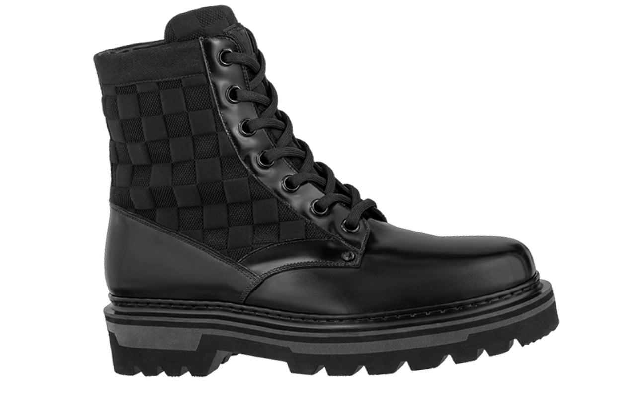 LOUIS VUITTON Flat Ranger Ankle Boots 'Black With Plaid'