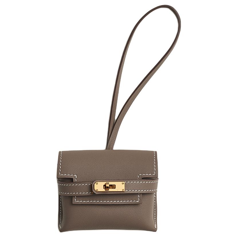 HERMES Gold Plated Pendants Women's Elephant Gray