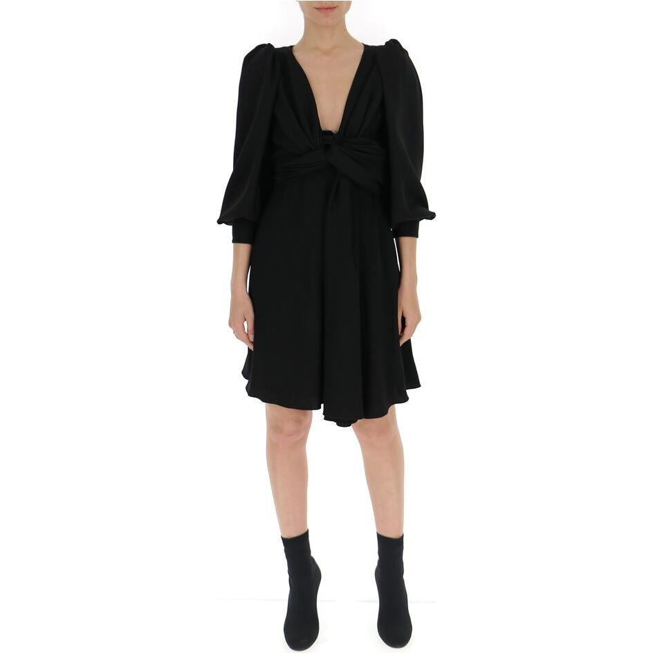 CELINE Knot Detailed V Neck MIni Dress