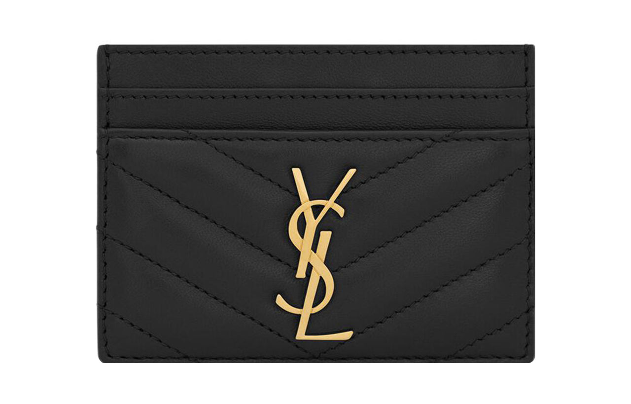 SAINT LAURENT Monogram Sheepskin Card Holder Women's Black