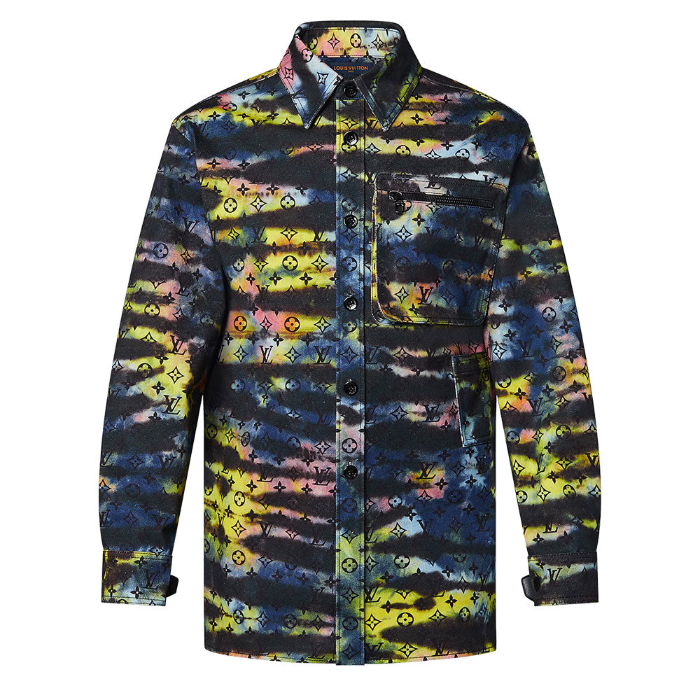 LOUIS VUITTON Printed Monogram Tie Dye Denim Shirt