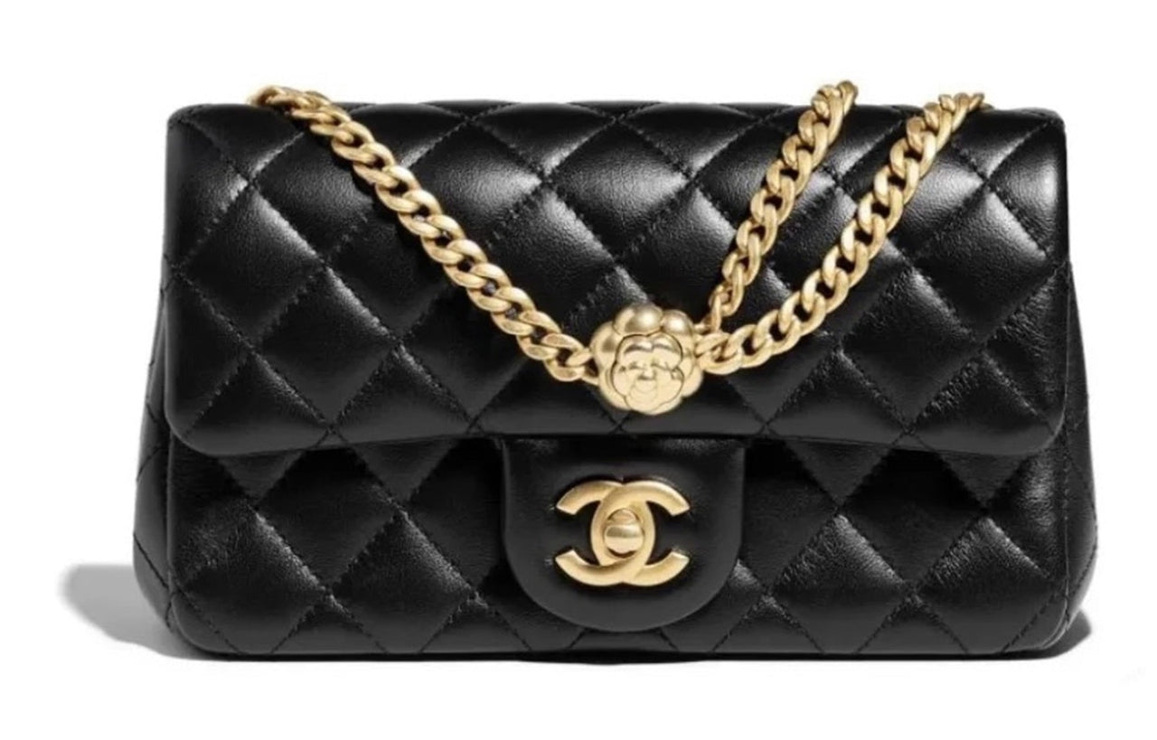 CHANEL Sheepskin Chain Bag Shoulder Bag Crossbody Bag Mini Women's Black