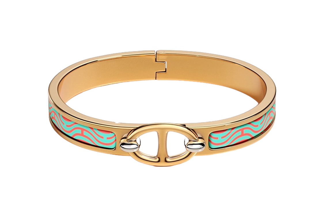 HERMES Enamel Gold-Plated Bangles Women's Gold