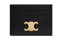 CELINE Triomphe Shiny Calfskin Card Holder Regular Women's Black