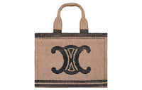 CELINE Cow Leather Tote Bag Shopping Bag Handbag Shoulder Bag Small Size Women's Beige Black