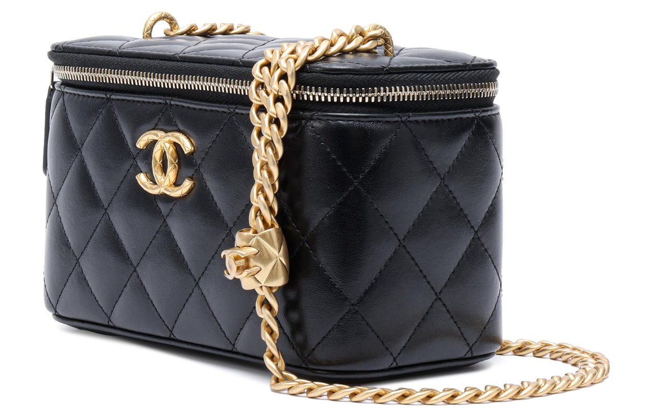 CHANEL Lambskin Shoulder Bag Crossbody Bag Regular Women's Black