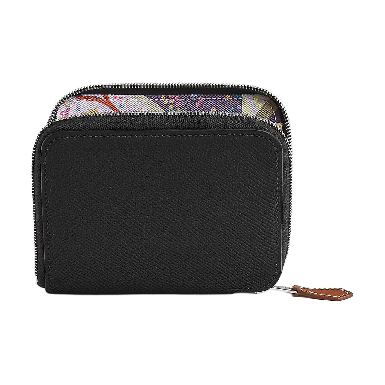 HERMES Silk'In Epsom Stitched Epsom Leather Wallet Women's Black/Black/Gallon/Slime Green
