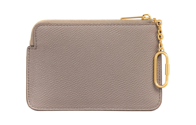 CELINE Grained Calfskin Coin Purse Card Holder Wallet Women's Eggstone Gray
