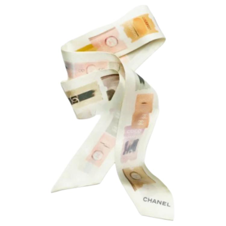 CHANEL Silk Scarves Unisex Light Umber & Multicolor