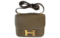 HERMES Constance Mysore Goat Skin Shoulder Bag Crossbody Bag Mini Women's 18 Etoupe Elephant Gray