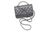 CHANEL Wrinkled Calfskin Wallet, Shoulder Bag, Crossbody Bag, Handbag Regular Women's Gray