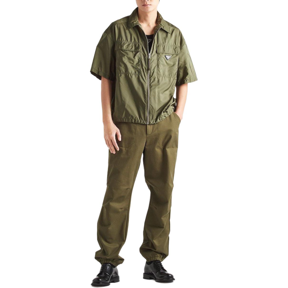 PRADA Short Sleeve Light Re Nylon Shirt Men's Green