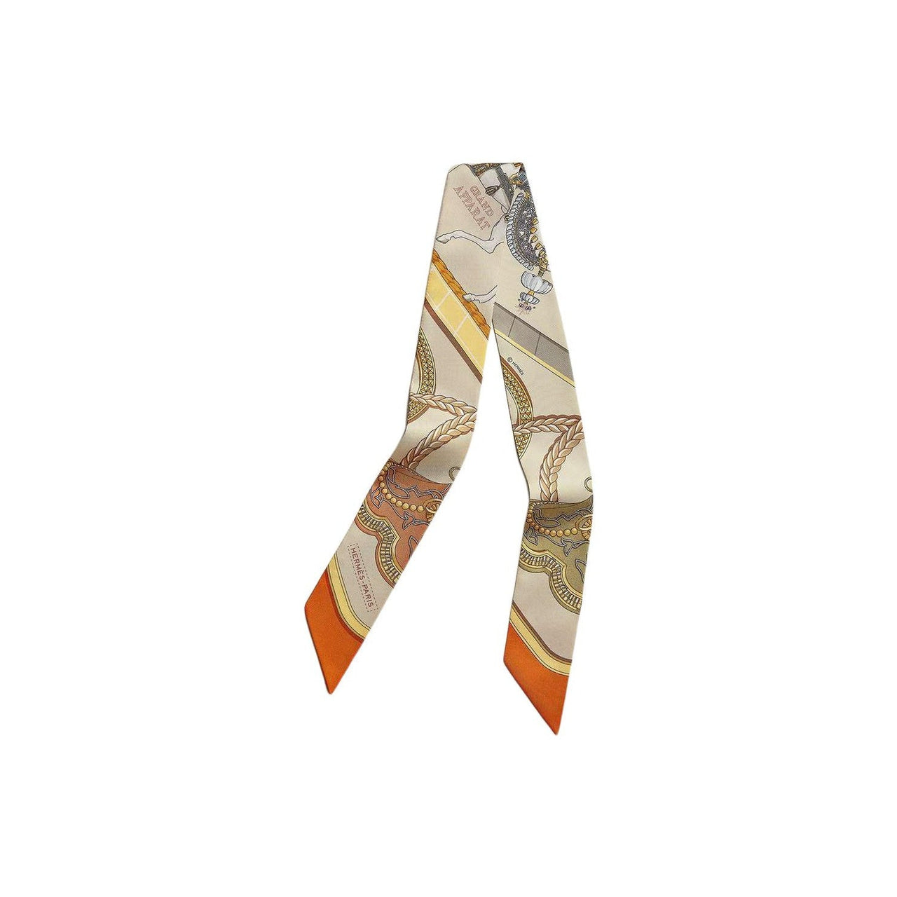 HERMES Silk Silk Scarves Unisex Beige/Orange/Yellow