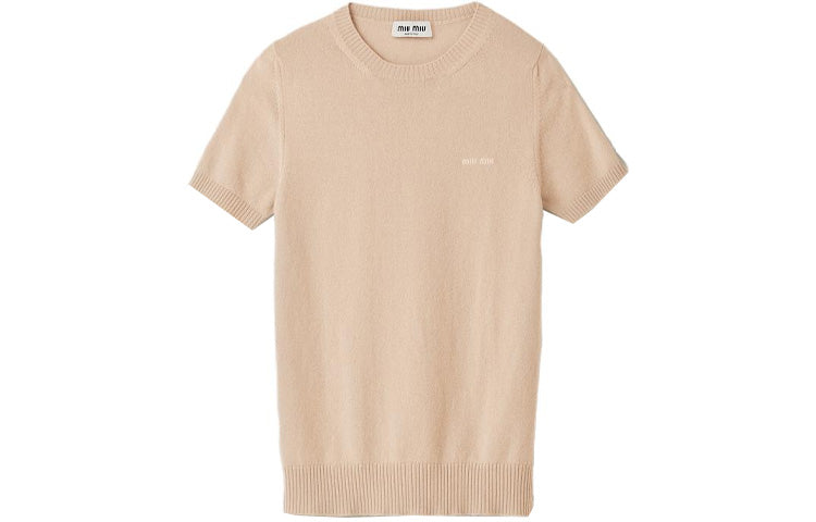 MIU MIU Logo intarsia Cashmere Top