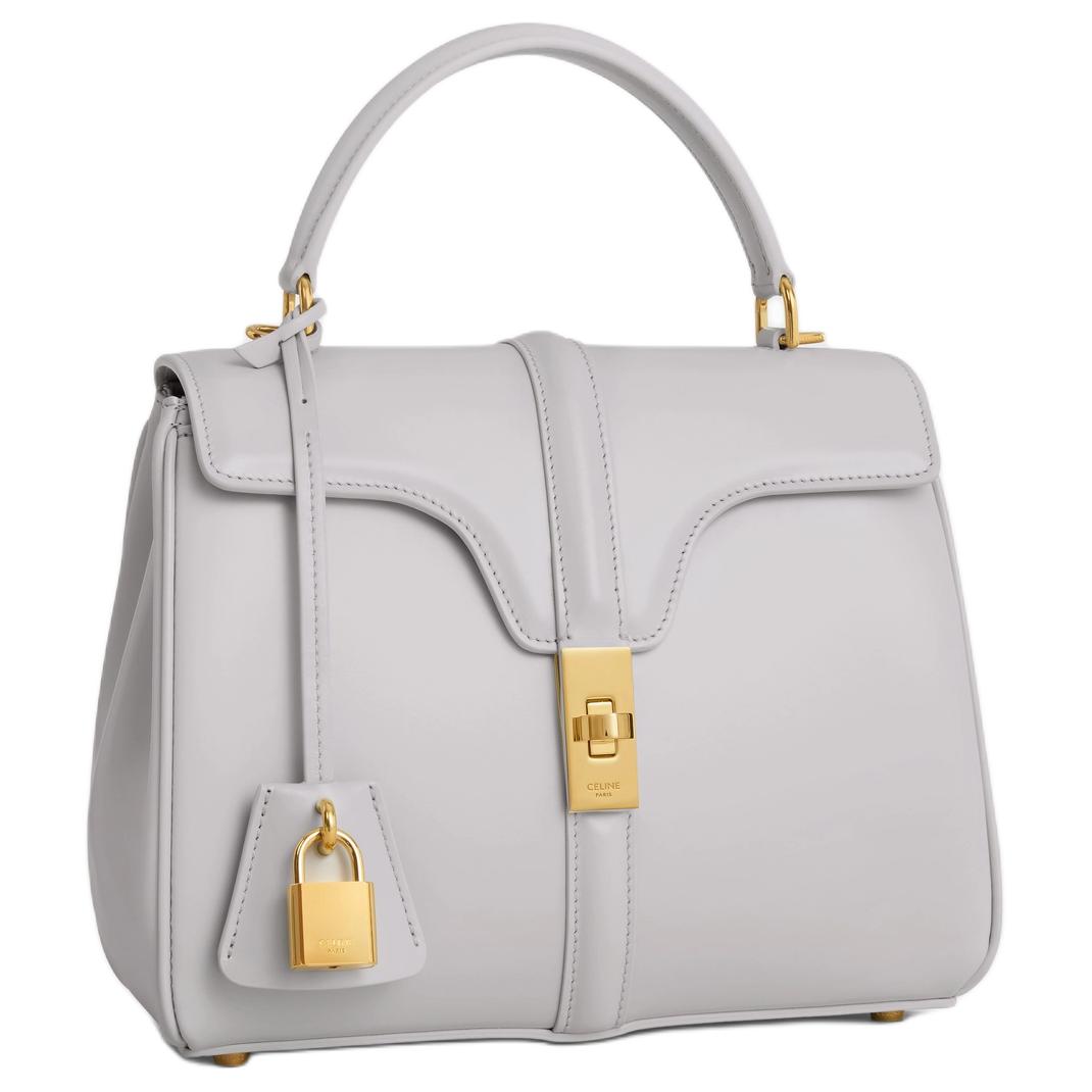 CELINE Calfskin Shoulder Bag, Crossbody Bag, Handbag Small Size Women's Cloud Gray