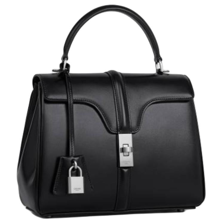 CELINE Calfskin Shoulder Bag, Crossbody Bag, Handbag Small Size Women's Black
